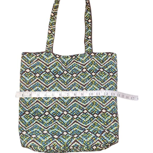 Vera Bradley "Rain Forest" Tote Blue Green Brown Pattern - Picture 4 of 12
